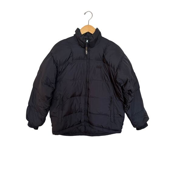 REI Goose Down Puffer Jacket Women’s Size M Black Zip Up Outdoor Insulated - Picture 1 of 8